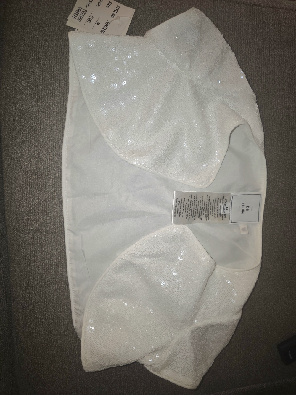 David's Bridal Girls White Sequin Shrug